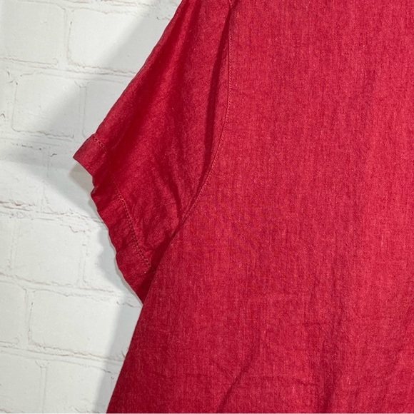 Eddie Bauer Womens Linen Button Up Blouse Top Size XXL Salmon Cap Sleeve - Picture 9 of 15